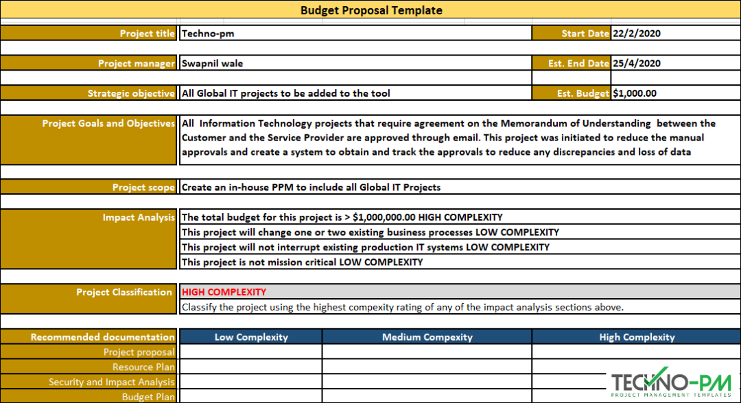 excel proposal template